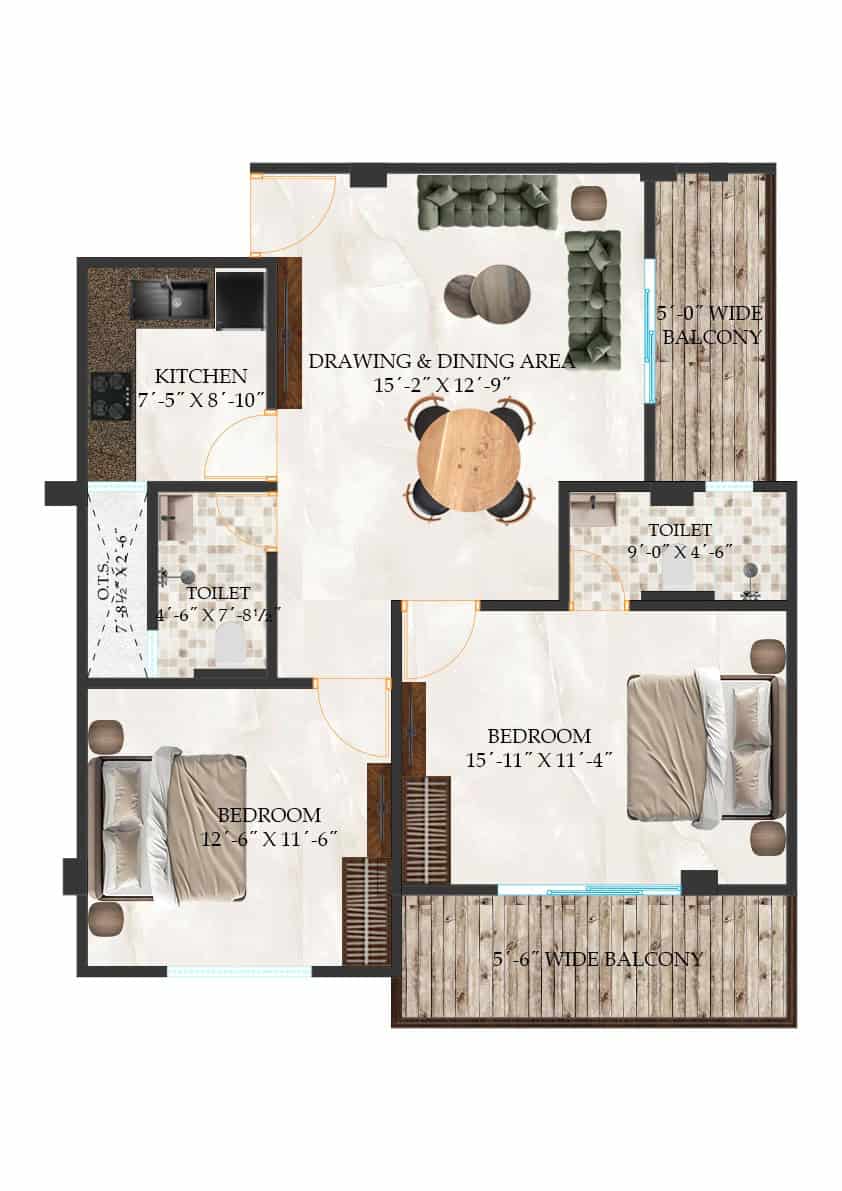 Apartment/Flat for sale in Varanasi : Spacious 2 & 3 BHK Home